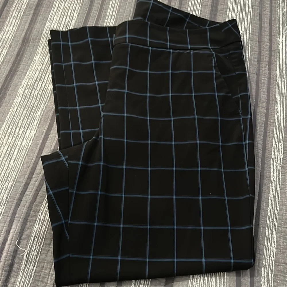 Lane Bryant Black and Blue Checkered Pants - Picture 2 of 8